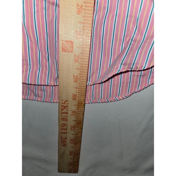 Ralph Lauren Classic Fit Mens Pink Yellow Teal Striped Button Down Shirt Medium - Picture 8 of 8